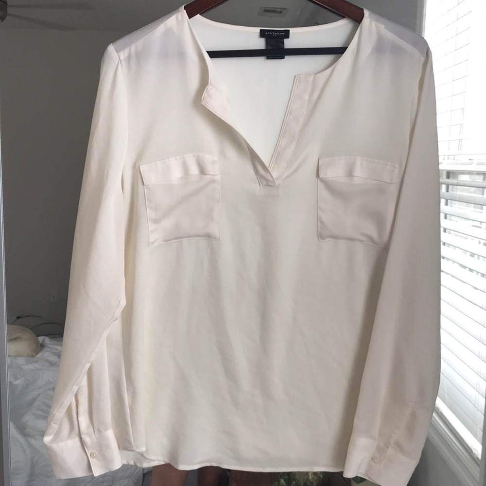 Ann Taylor silky white blouse